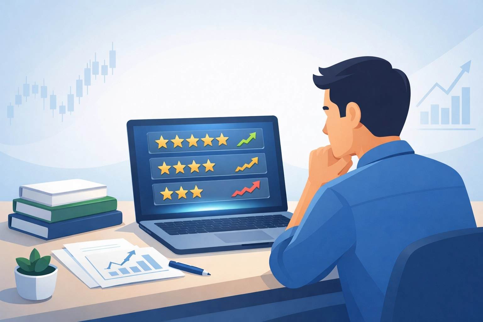 What is 5starsstocks.com — a retail investor using AI stock analysis platform on laptop