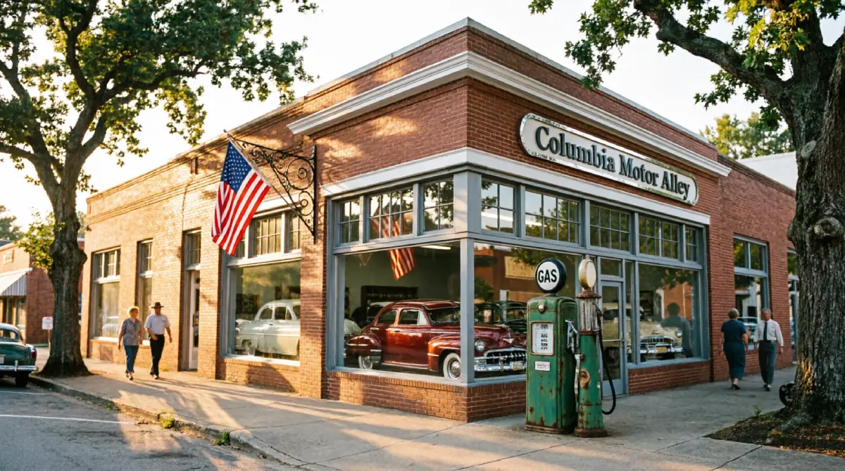 Historic Columbia Motor Alley building restored by Mike Wolfe in downtown Columbia, Tennessee