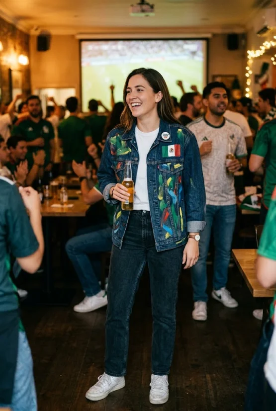 DIY custom-painted denim jacket World Cup fan outfit 2026