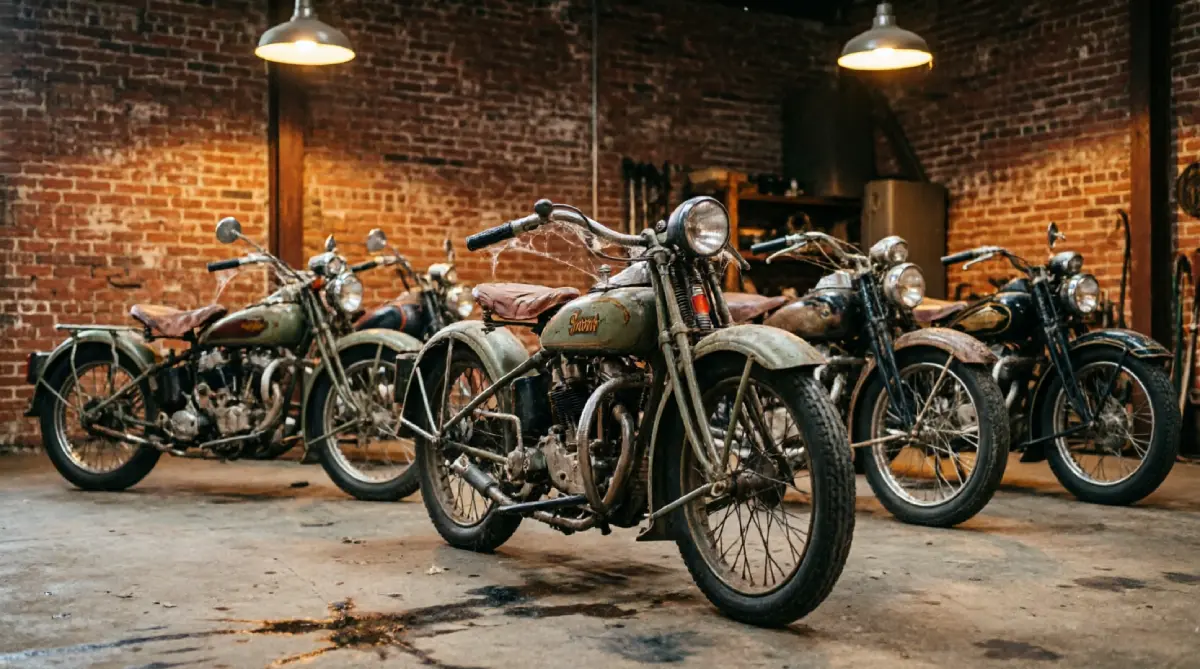 Collection of rare vintage Indian motorcycles and classic bikes from Mike Wolfe's personal collection