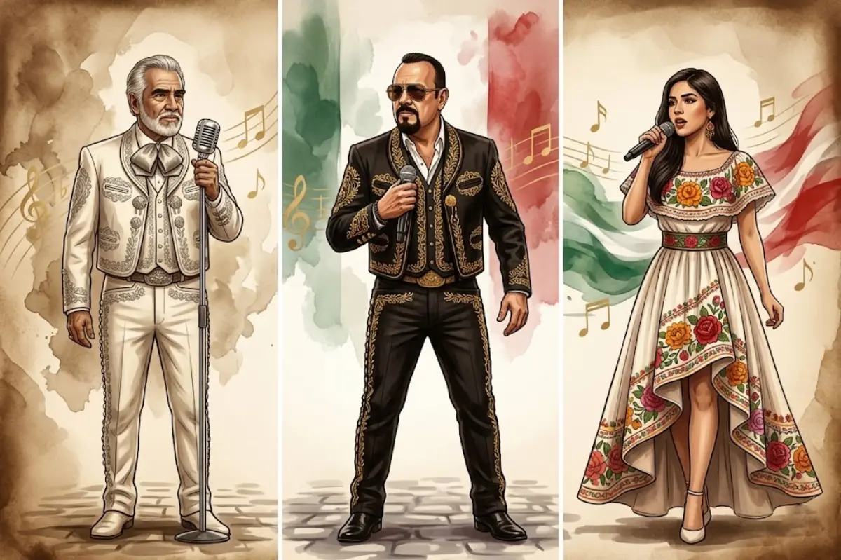 Three generations of the Aguilar music family — Antonio Aguilar, Pepe Aguilar, and Ángela Aguilar