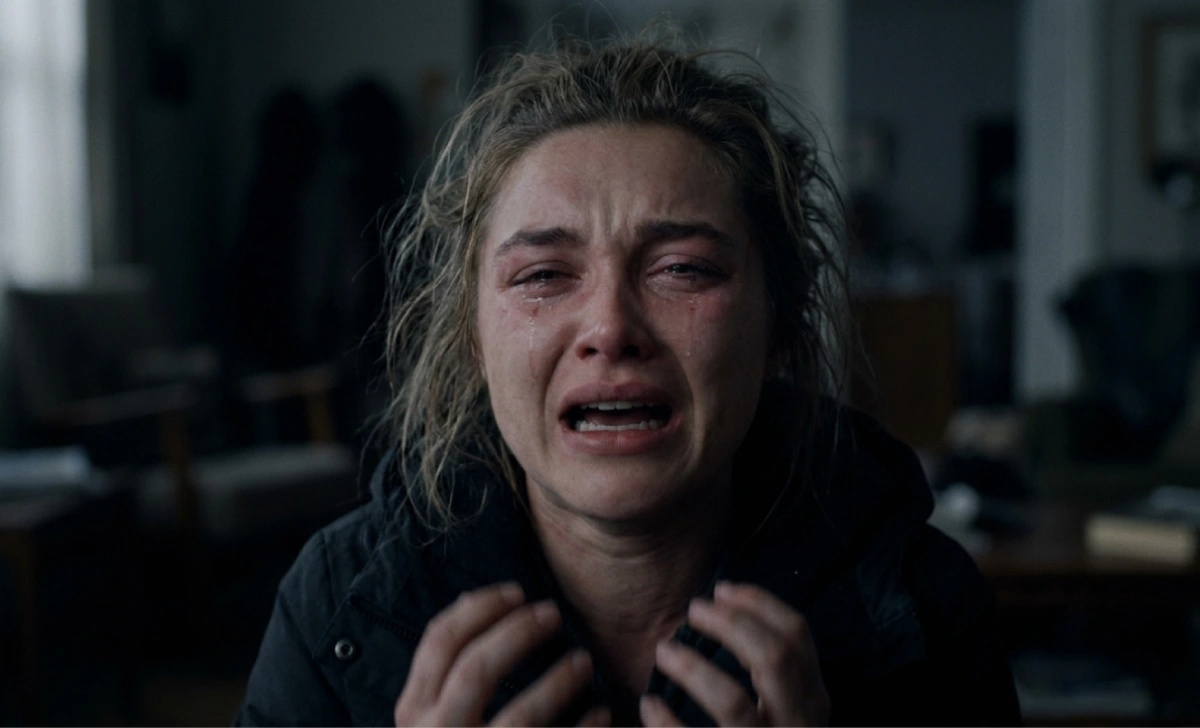 Florence Pugh in Ari Aster's Midsommar, delivering a visceral, full-body crying performance driven by controlled breath and physical technique.