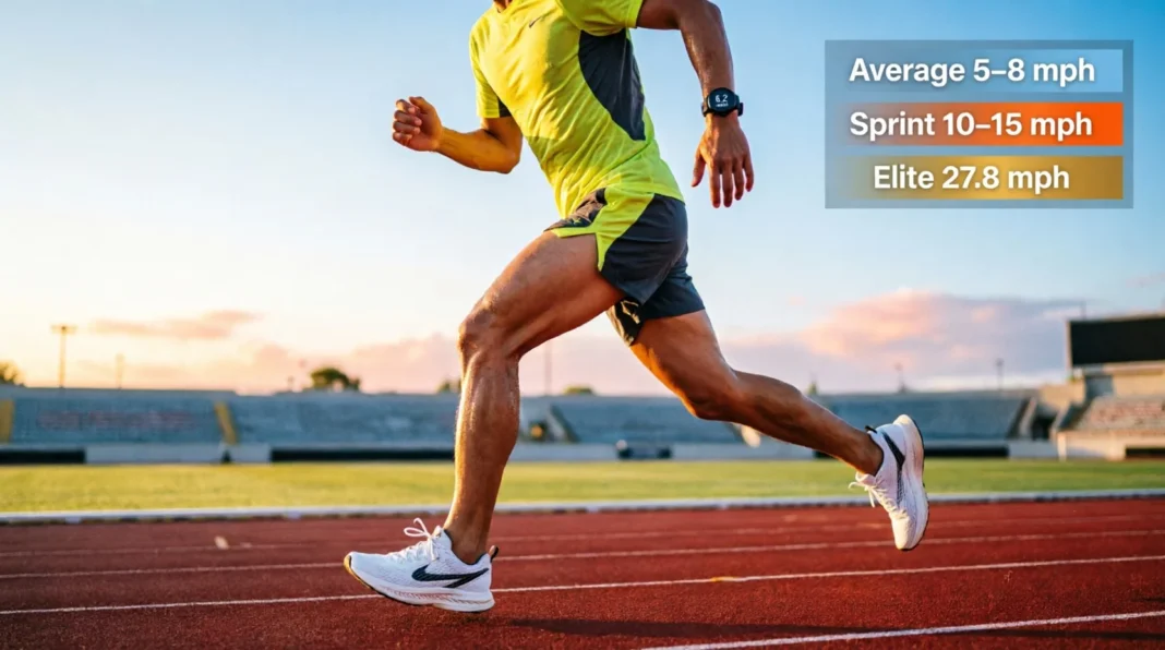 Average person running on a track showing typical running speed and pace comparison