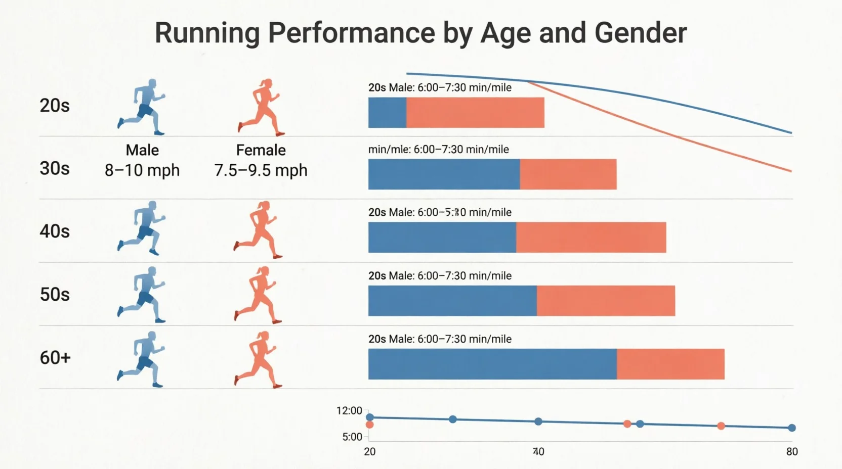 Running speed comparison by age and gender