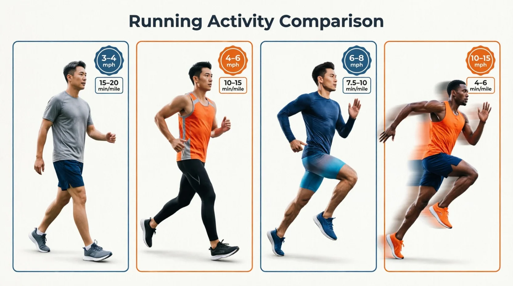 Walking jogging running and sprinting speed comparison chart