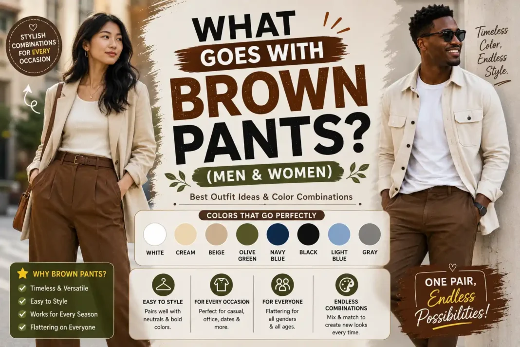 Brown pants outfit ideas and color combinations for men and women