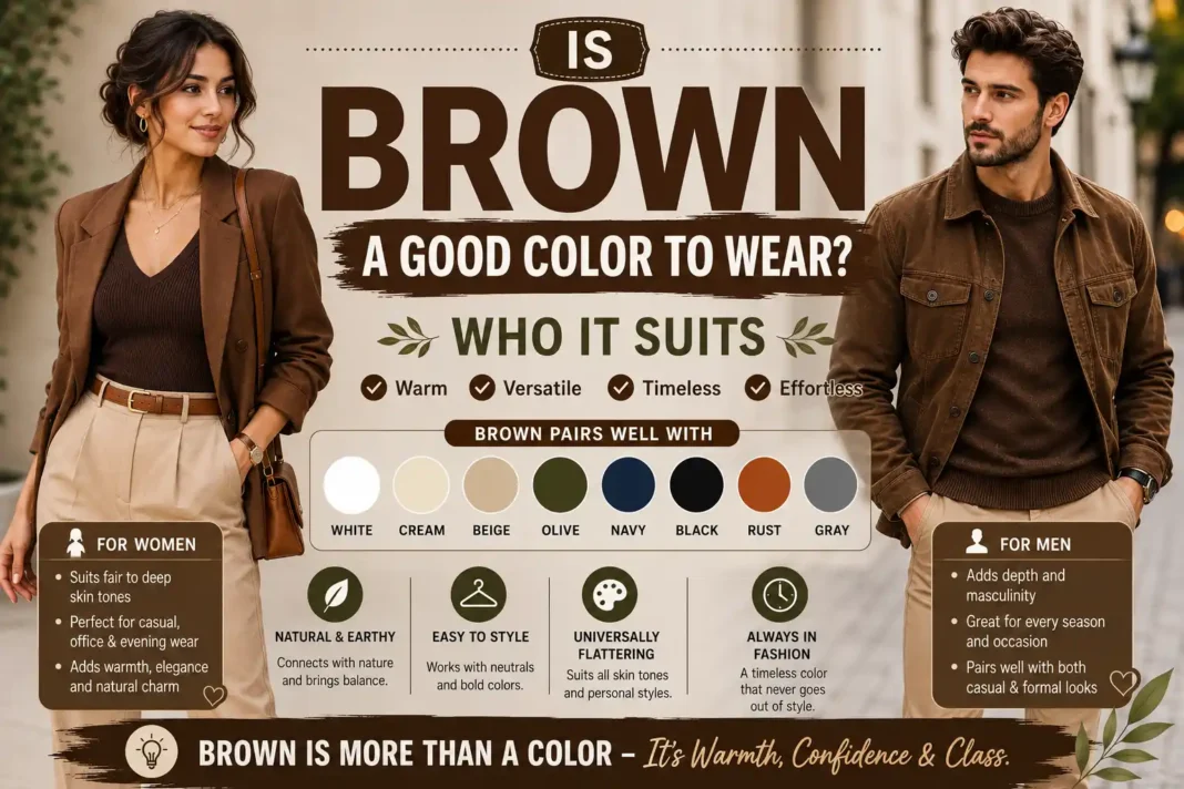 Brown clothing color ideas for men and women and who it suits